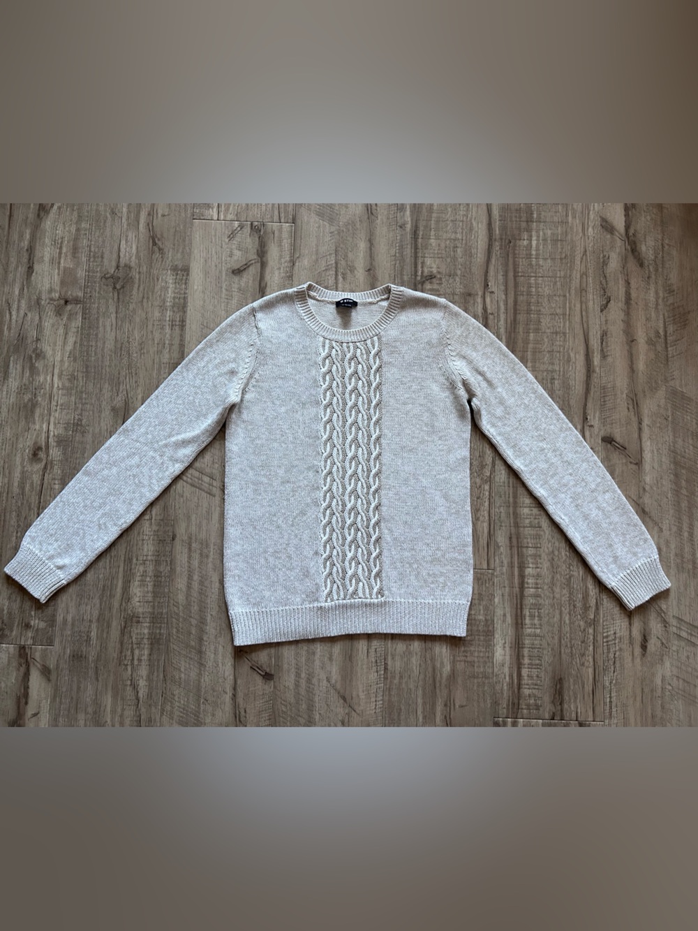 O’Stin Cream beige Crewneck Cable-Front Sweater natural earthy neutral cozy soft